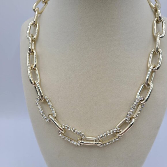 J Crew Factory Chunky Gold Tone Crystal  Necklace NWT!  NEW! - Picture 5 of 6